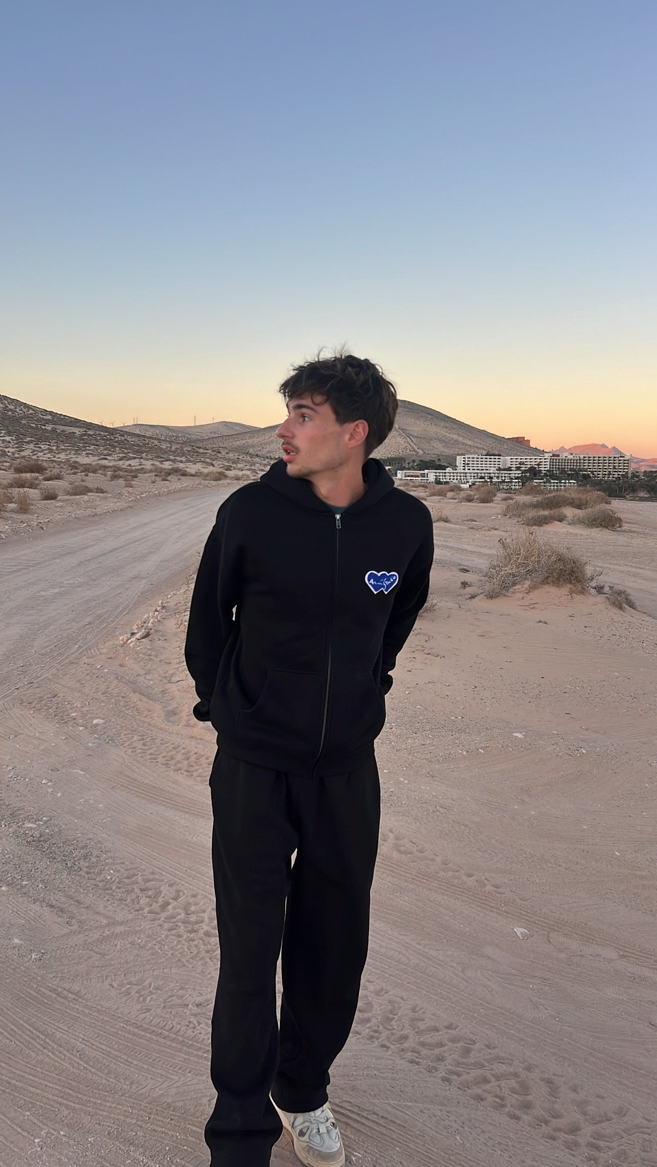 Hoodie zippé "logo bouclette" noir