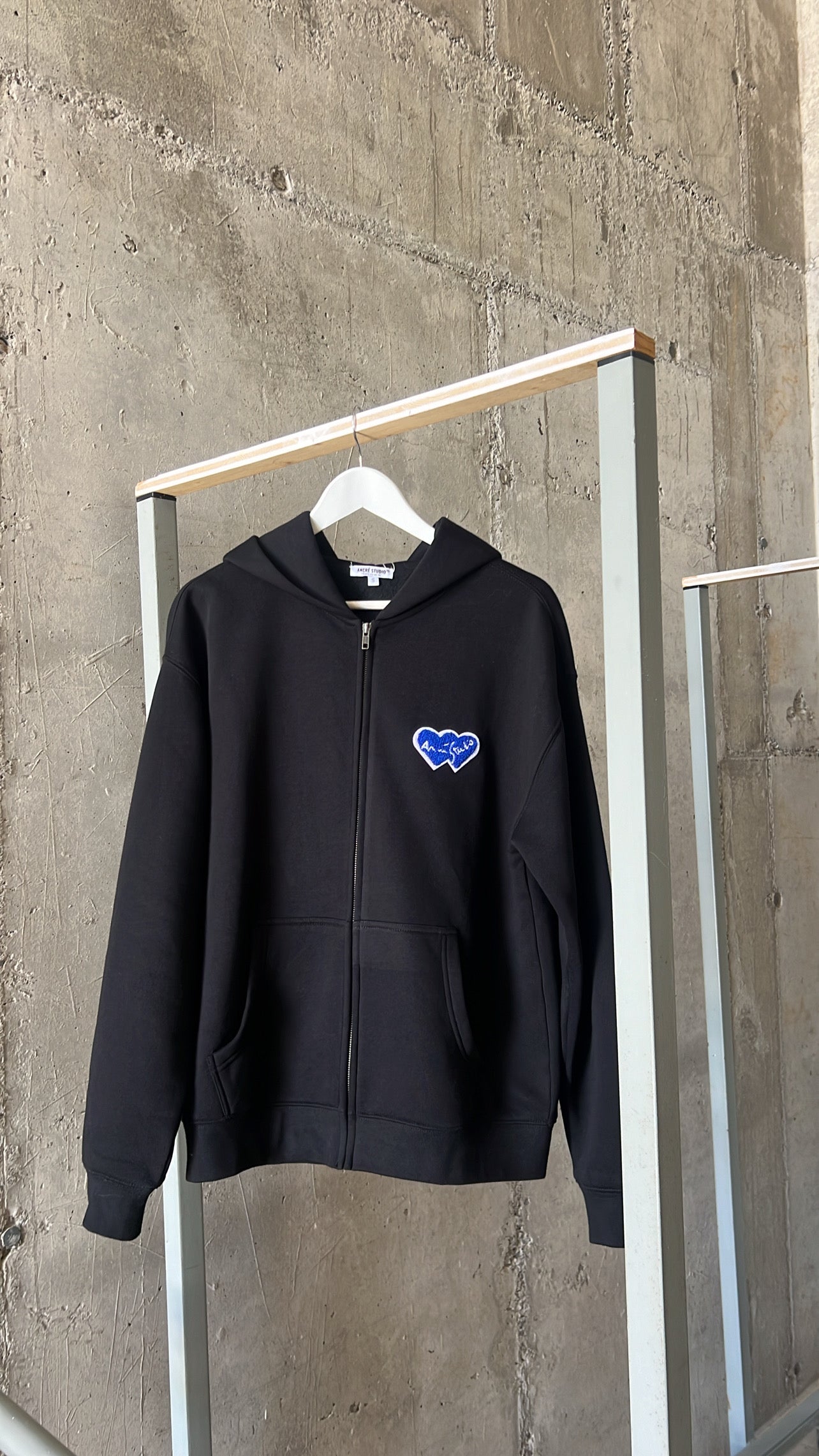 Hoodie zippé "logo bouclette" noir