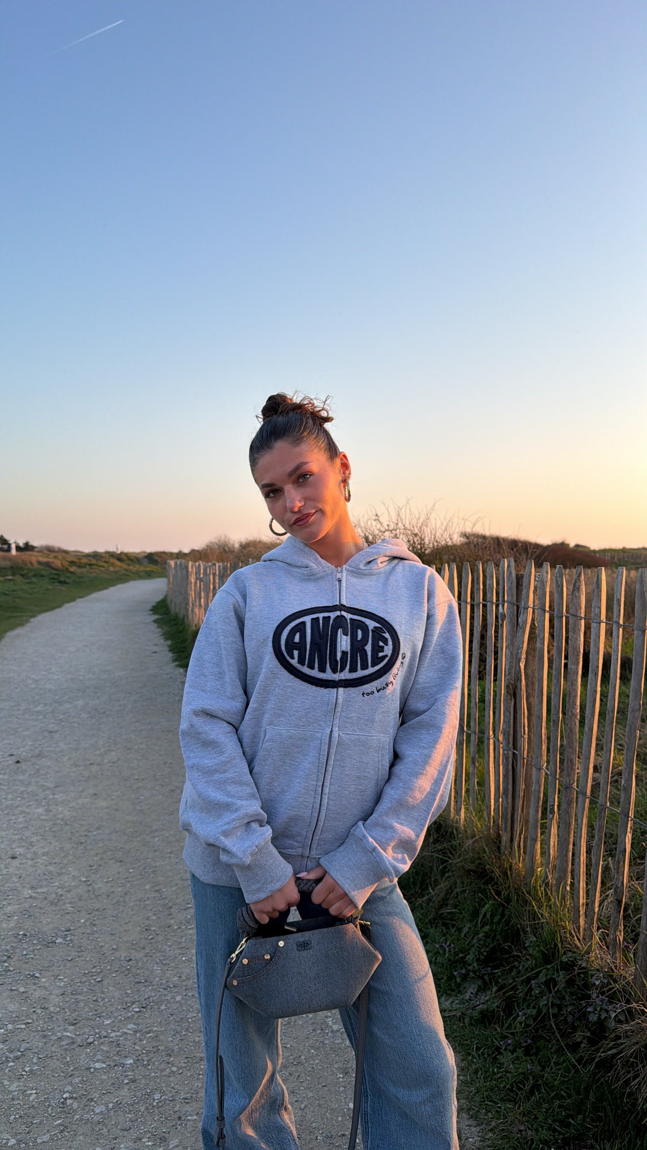 Hoodie zippé "cut fabric" gris chiné