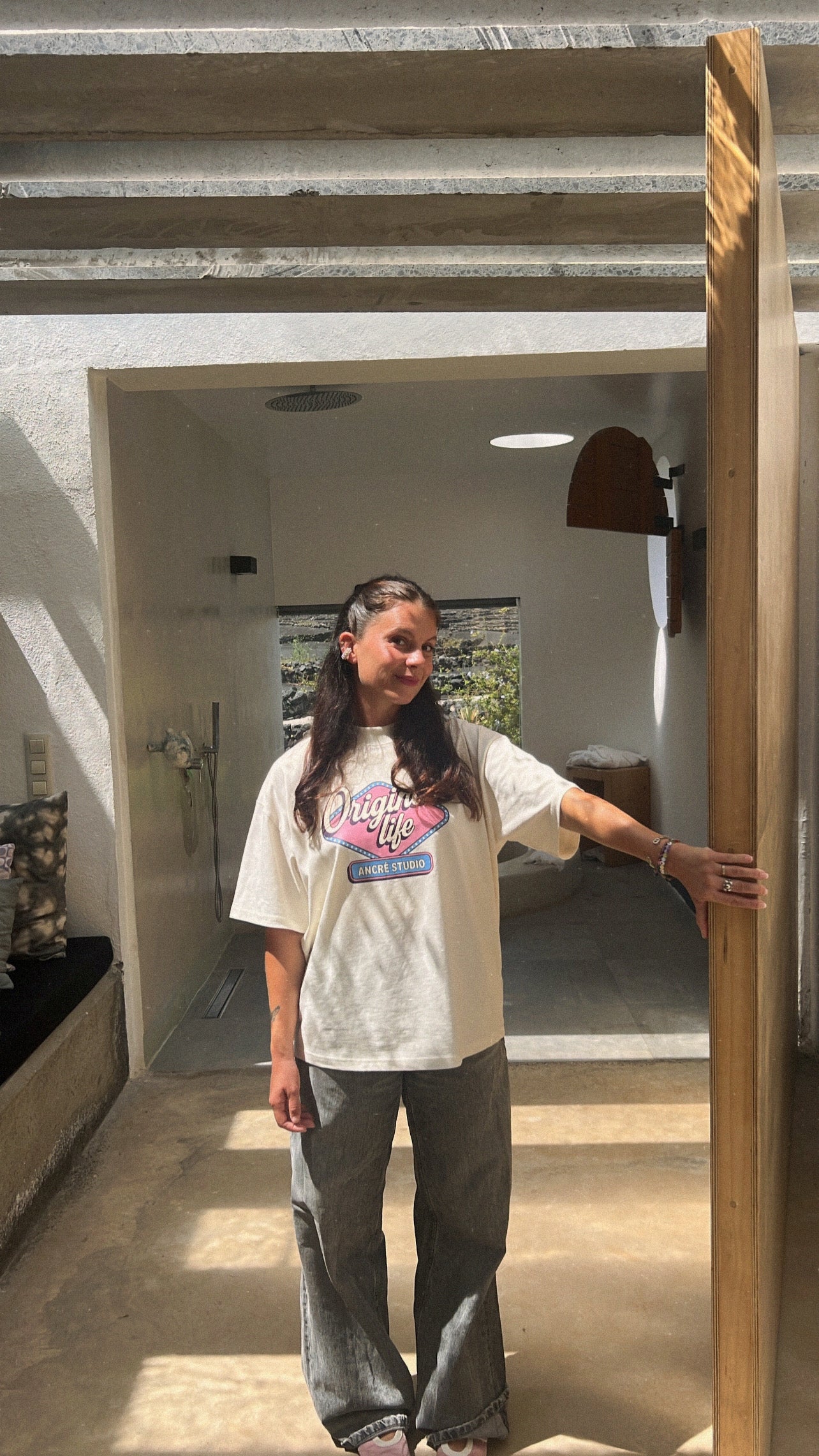 T-shirt "original life" crème