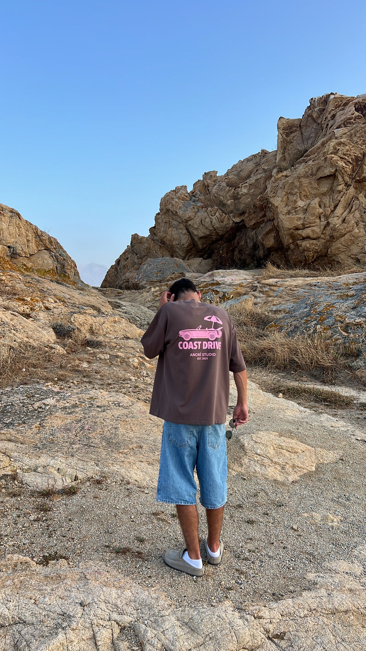 T-shirt "coast drive" marron