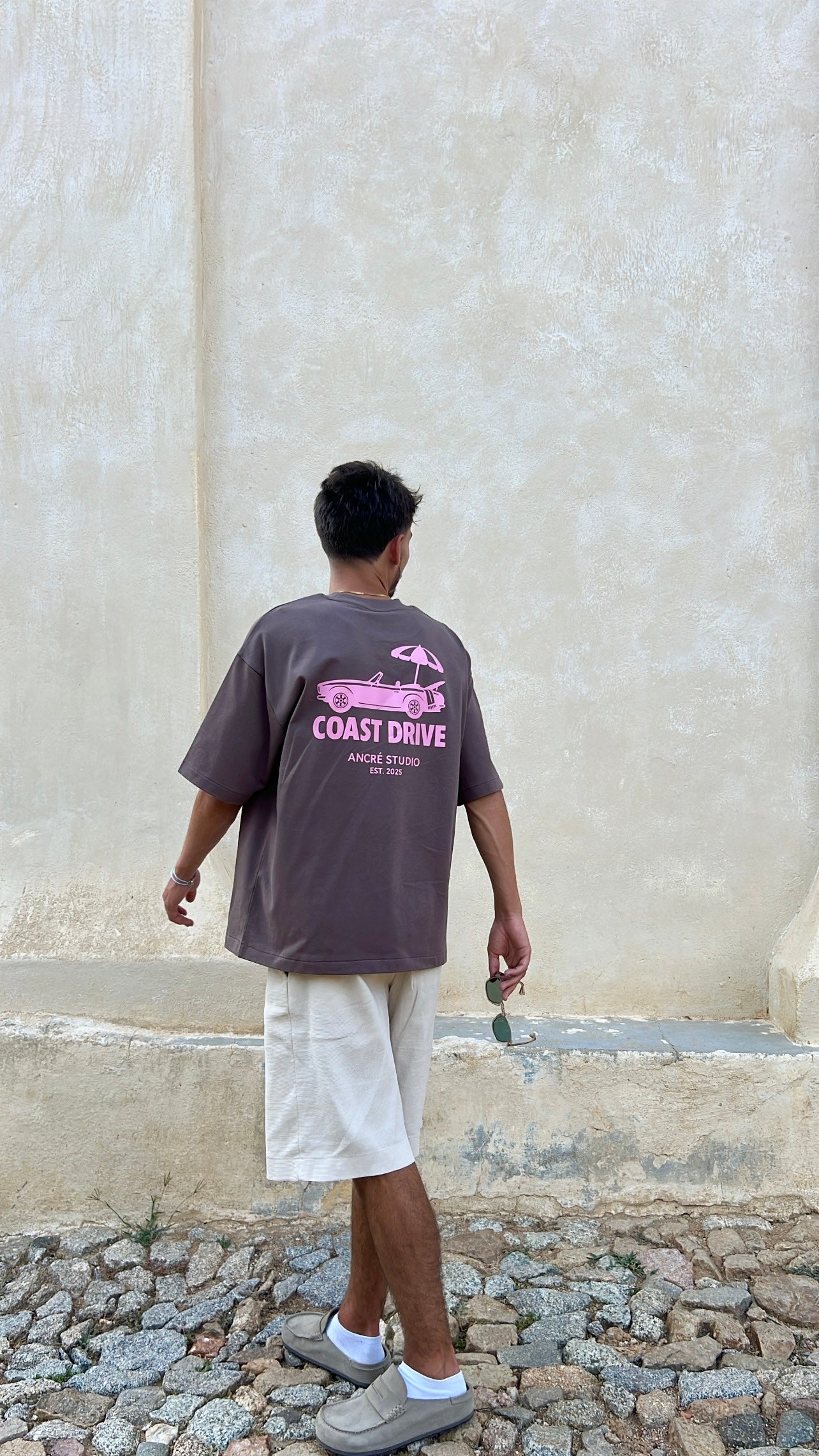 T-shirt "coast drive" marron