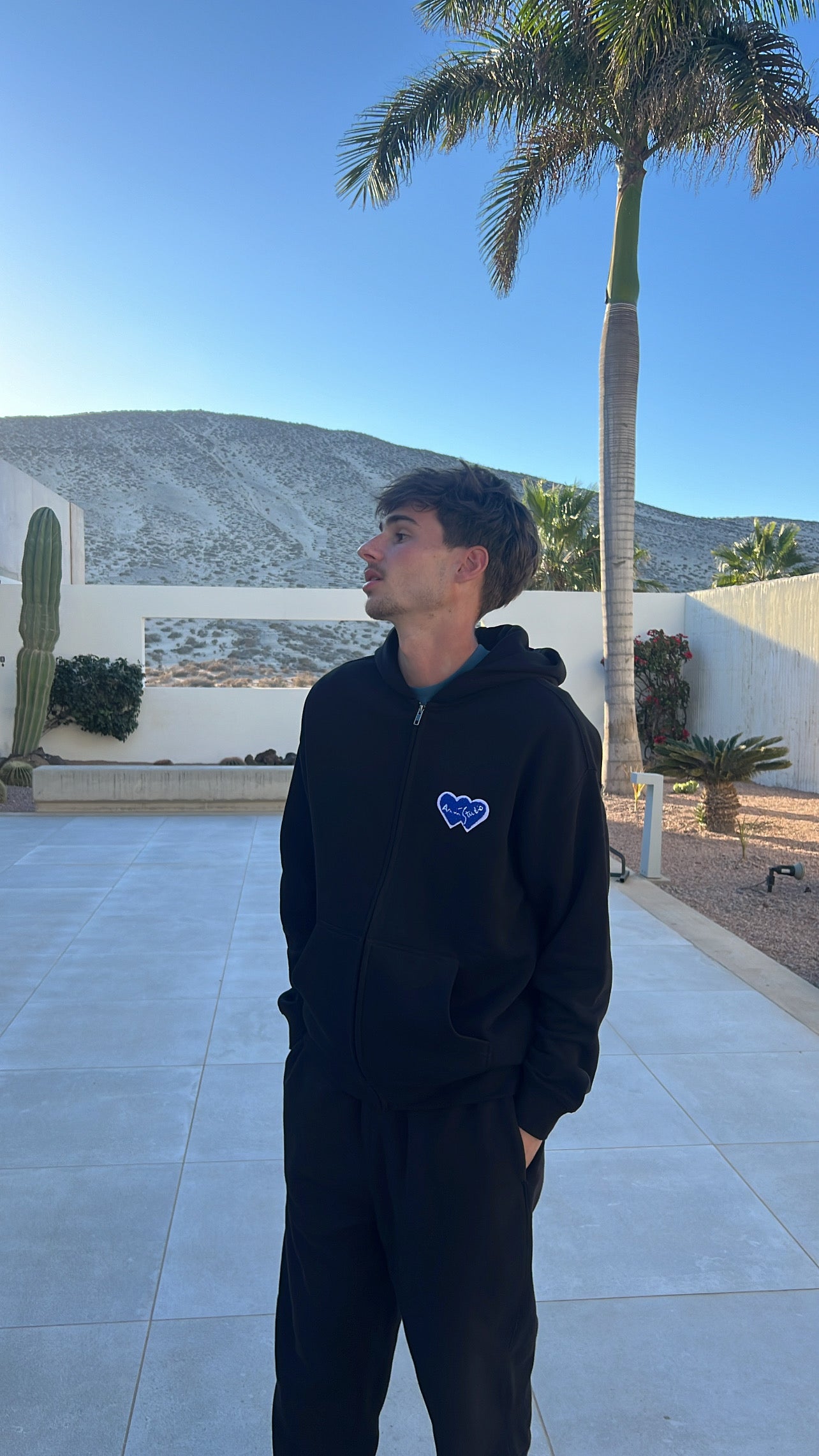 Hoodie zippé "logo bouclette" noir