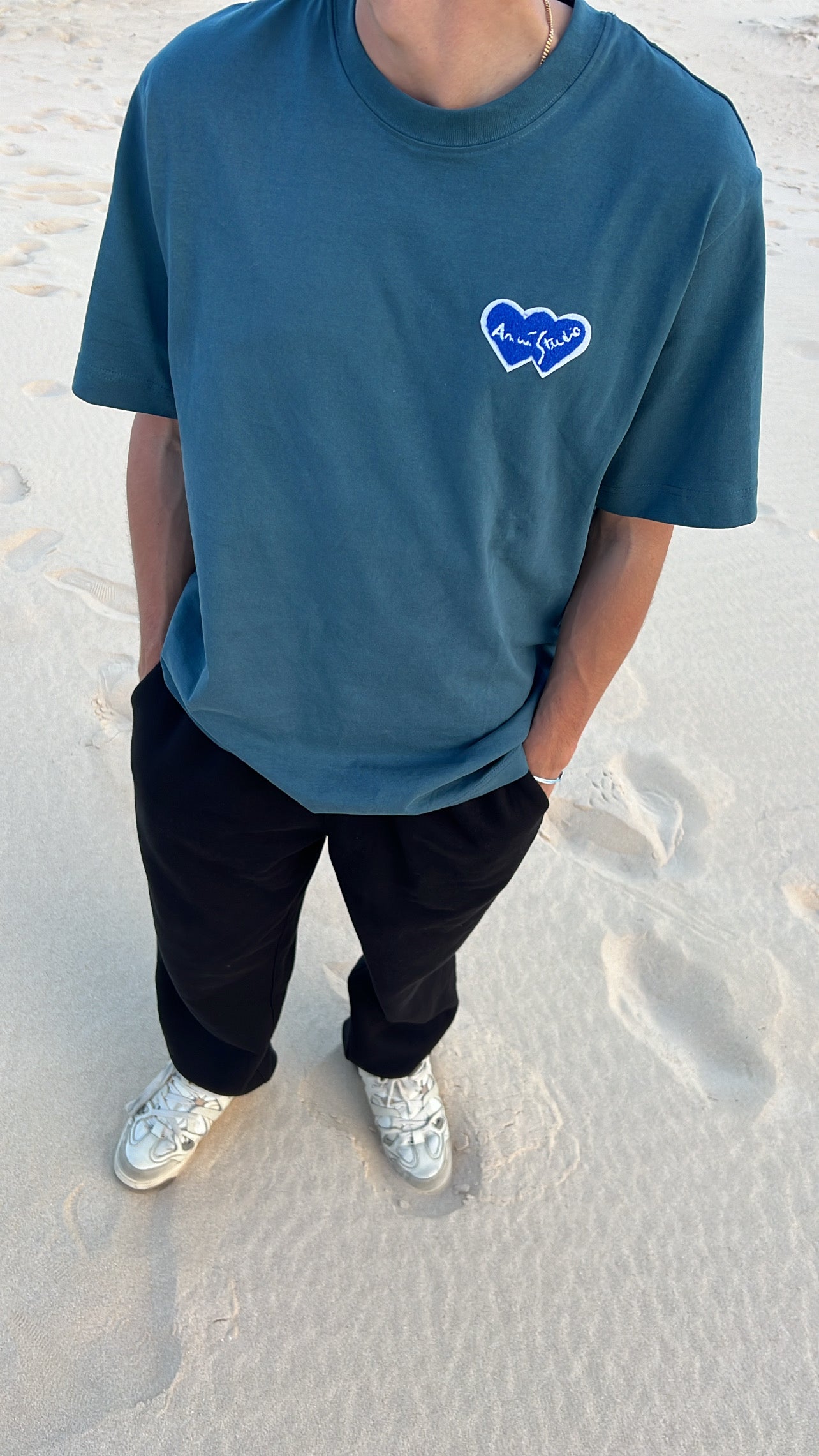 T-shirt "logo bouclette" bleu canard
