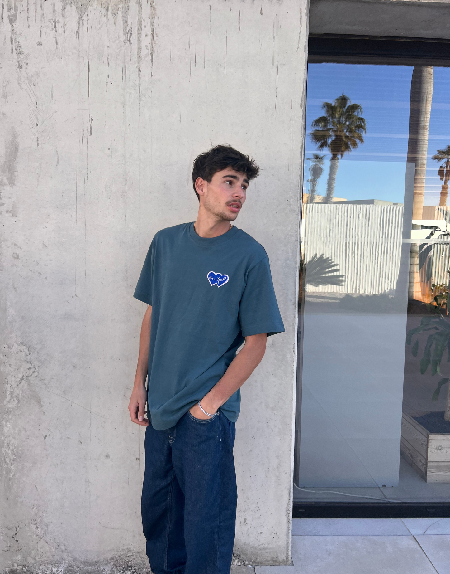 T-shirt "logo bouclette" bleu canard