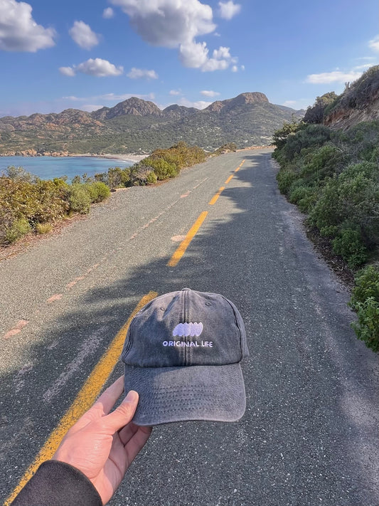 Casquette brodée "original life" délavé noir