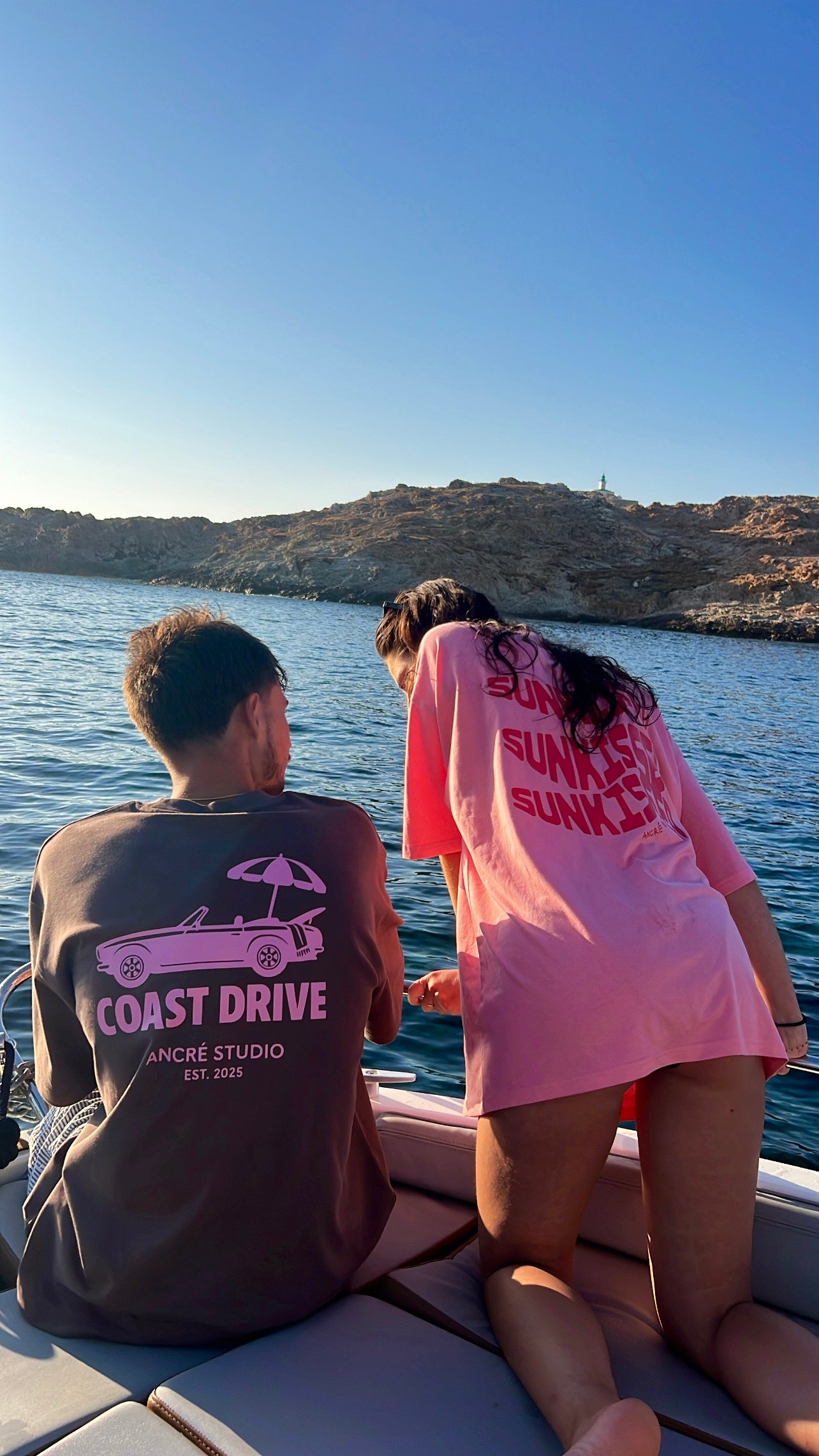 T-shirt "coast drive" marron
