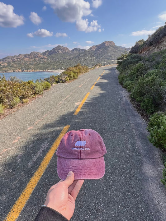 Casquette brodée  "original life" délavé bordeaux