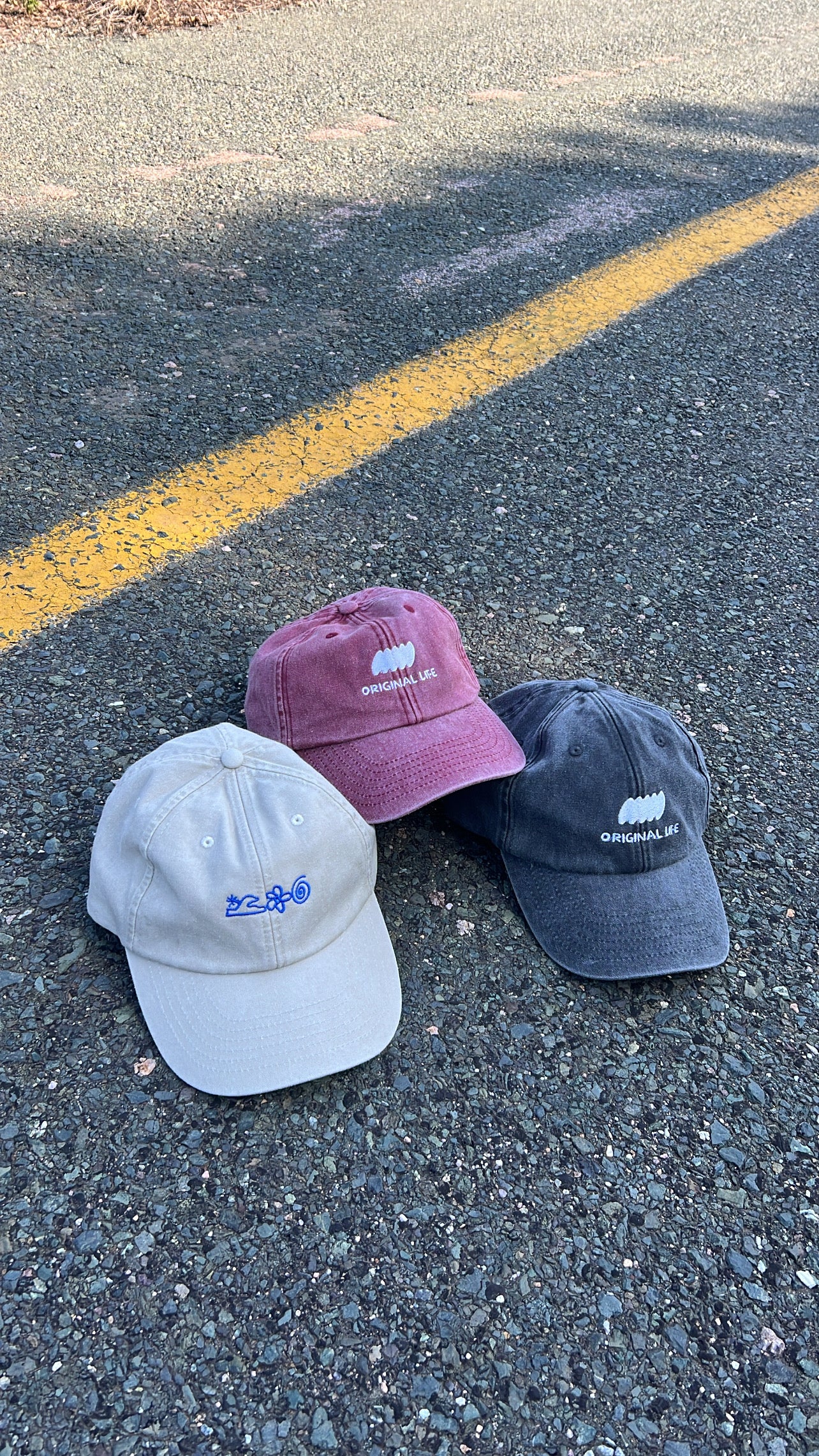 Casquette brodée "original life" délavé noir