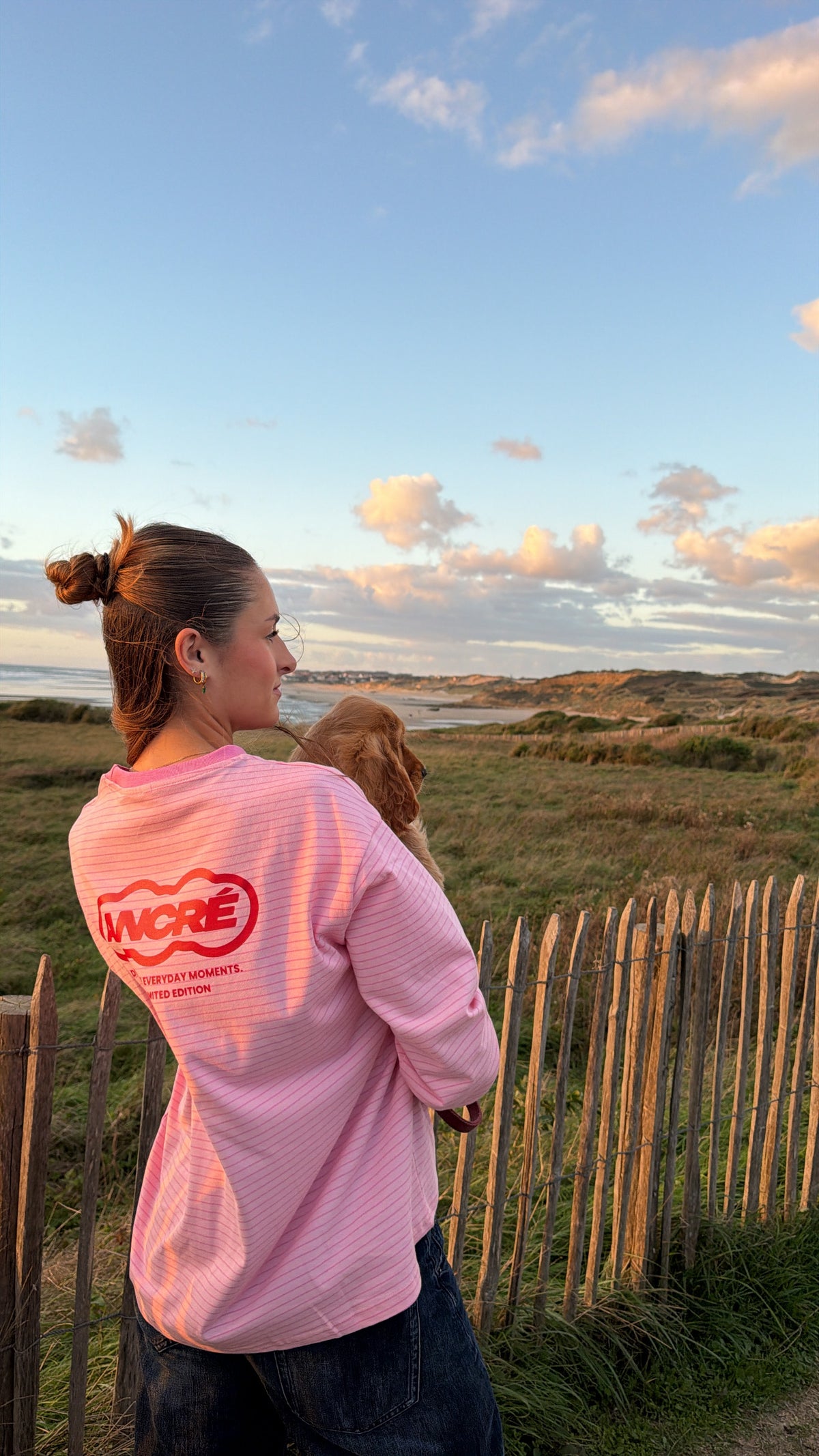 T-shirt à manches longues "ancré" rayé rose