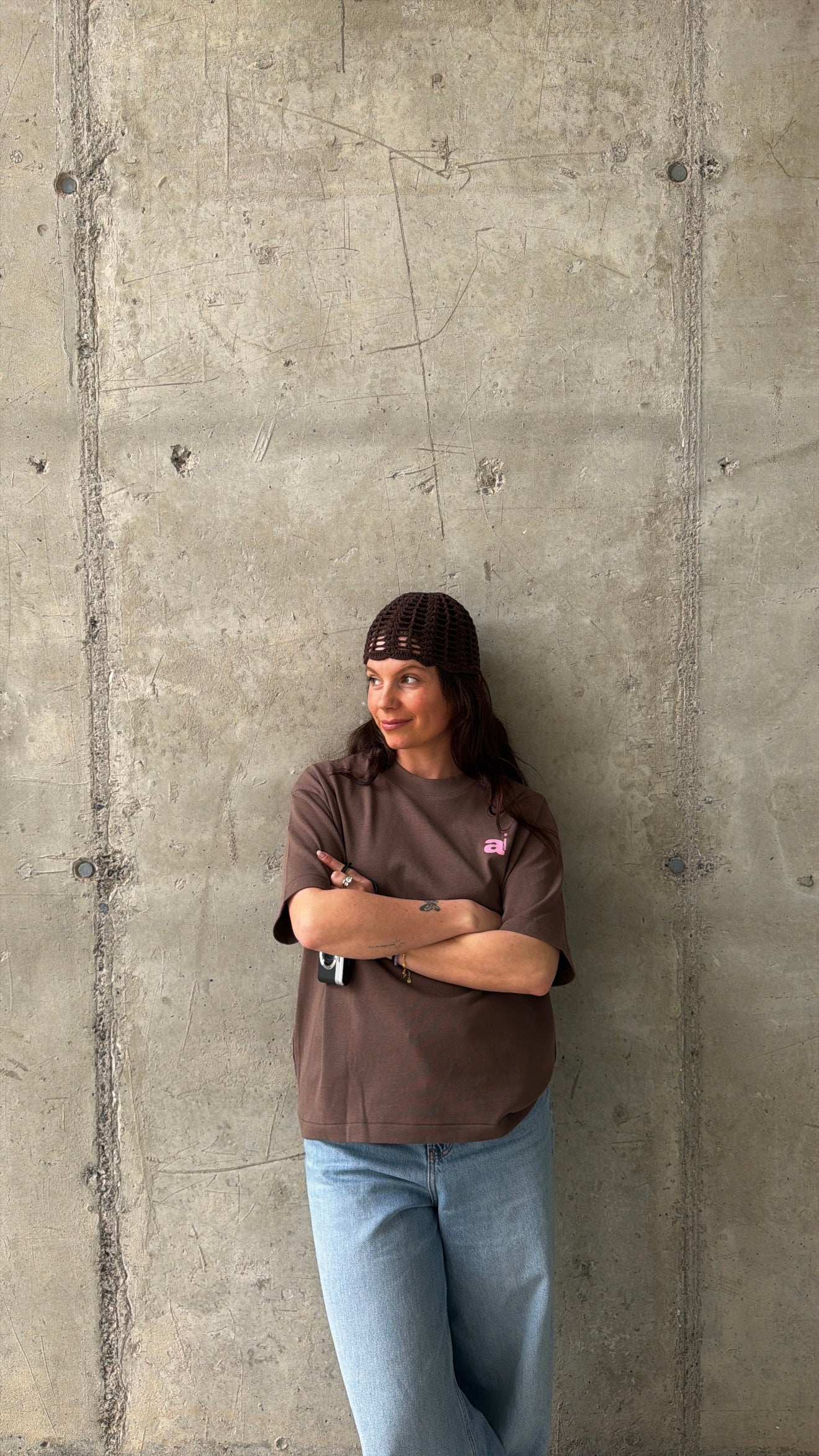 T-shirt "fall in love with life" marron