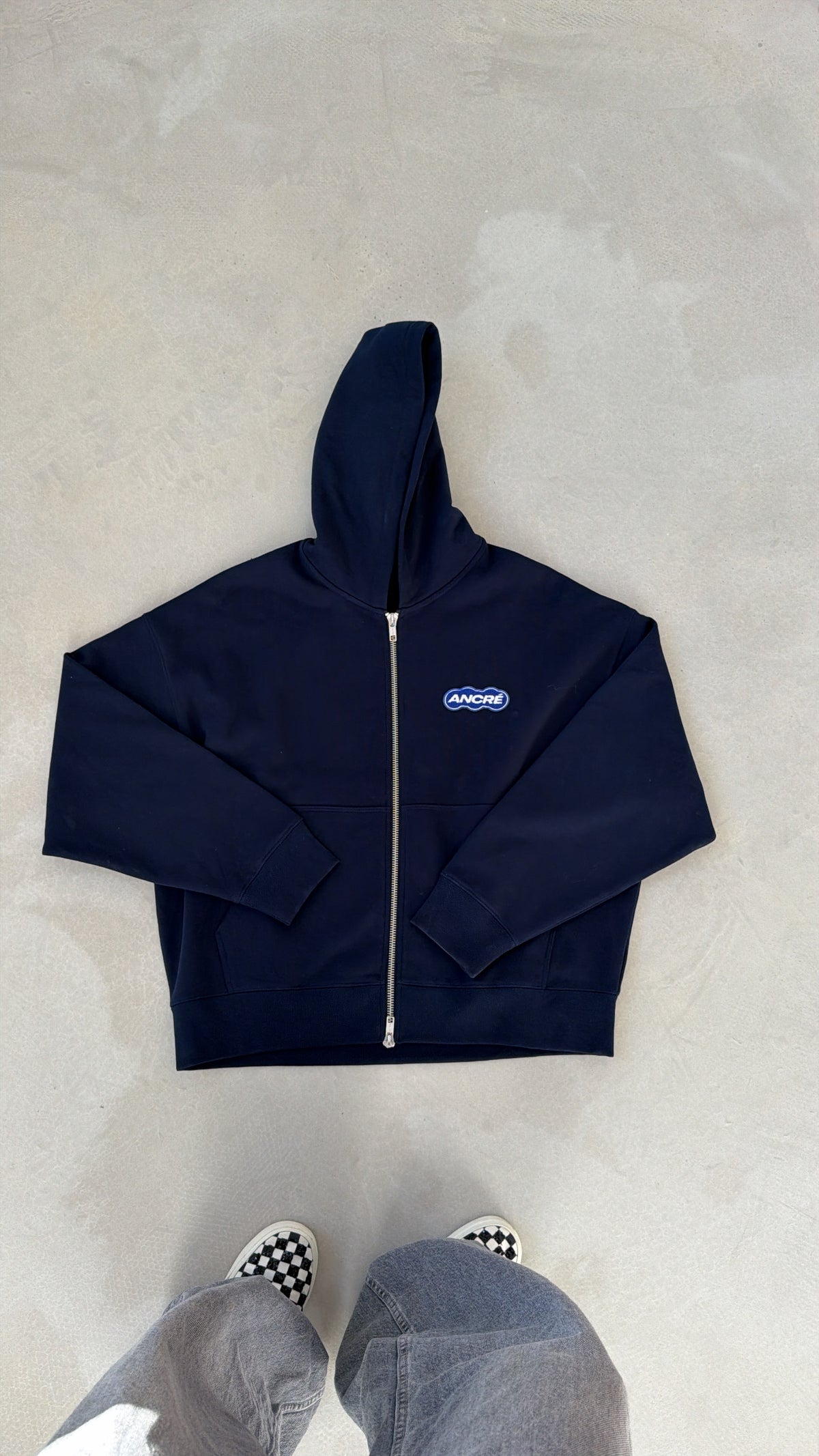 Hoodie zippé "signature" bleu marine