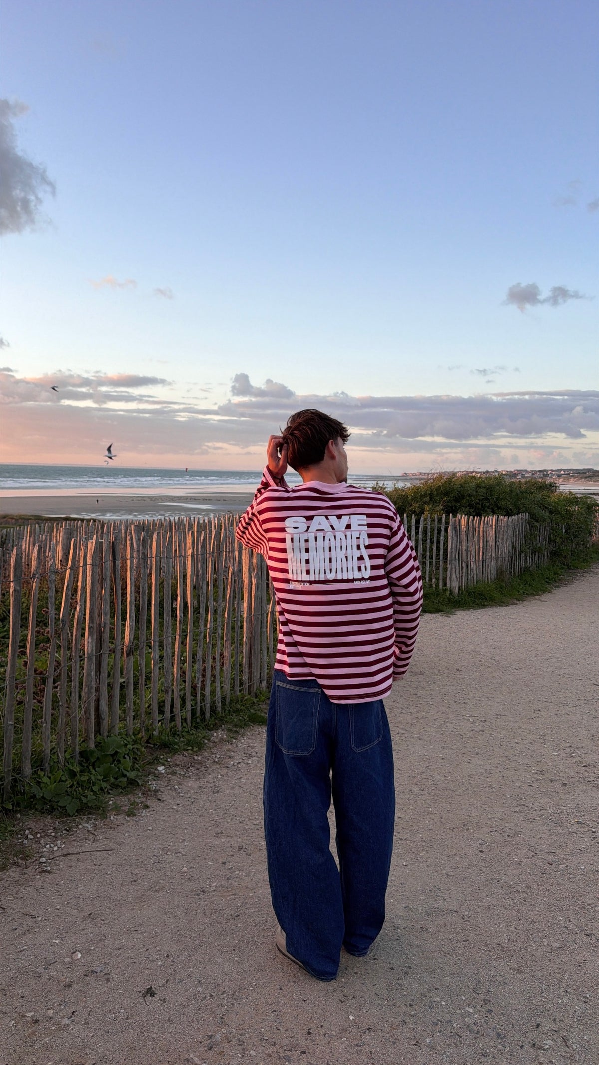 T-shirt à manches longues "save memories" rayé