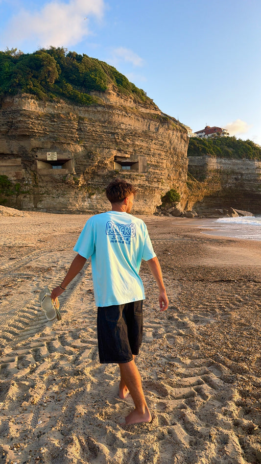 T-shirt "ancré in the moment" turquoise
