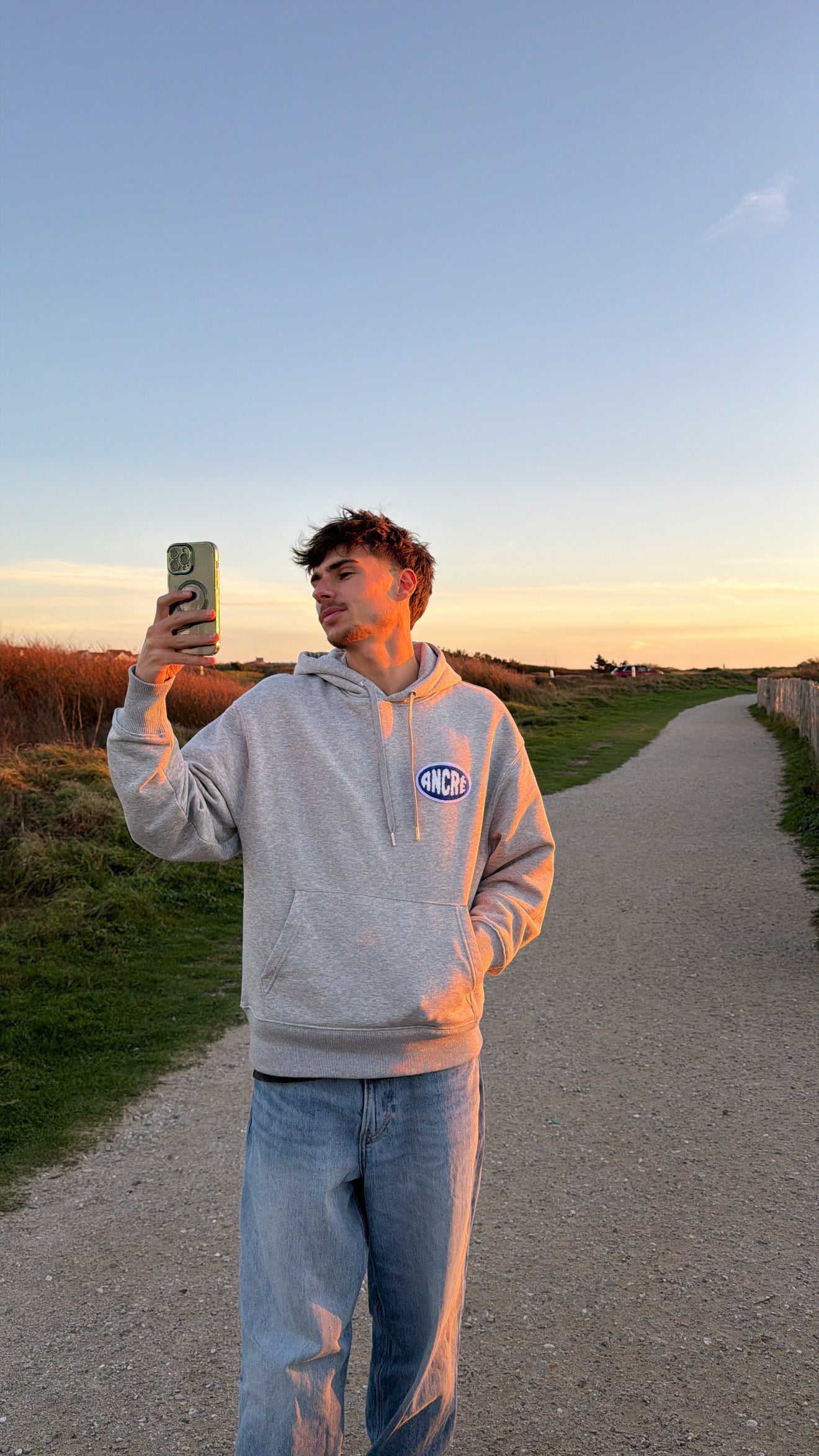 Coffret simple sweat "logo ancré" bouclette gris