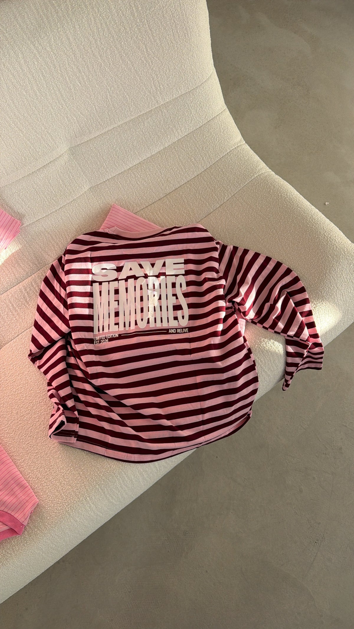 T-shirt à manches longues "save memories" rayé