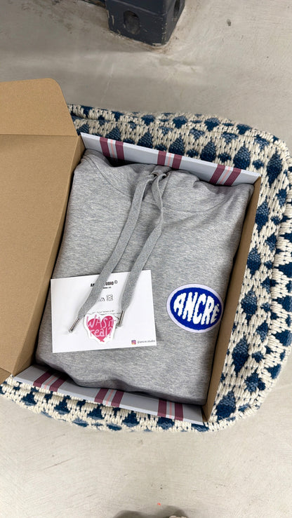 Coffret simple sweat "logo ancré" bouclette gris