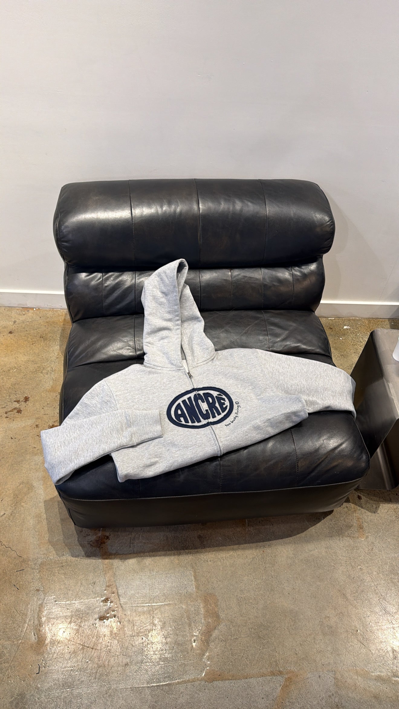 Hoodie zippé "cut fabric" gris chiné