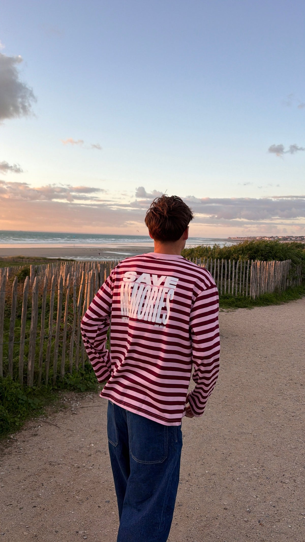 T-shirt à manches longues "save memories" rayé