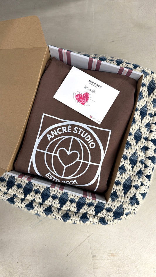 Coffret simple sweat "stories" marron