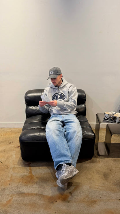 Hoodie zippé "cut fabric" gris chiné