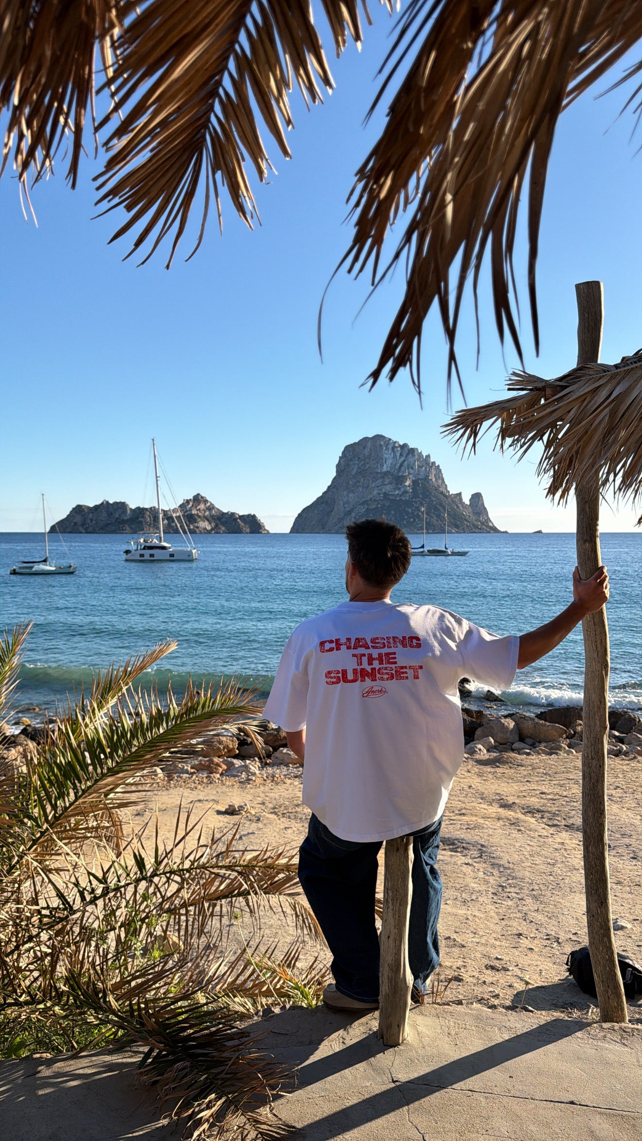 T-shirt "chasing the sunset" blanc