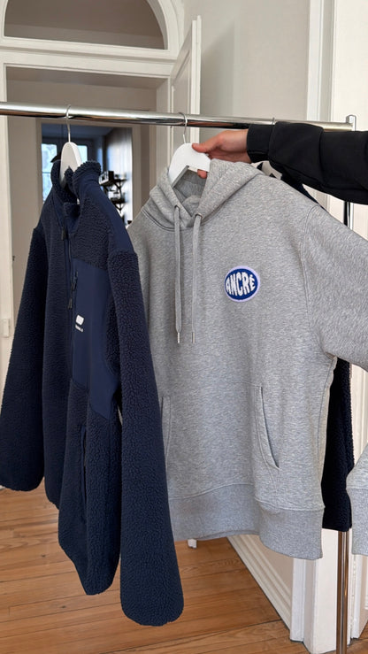 Sweat logo "ancré" bouclette gris