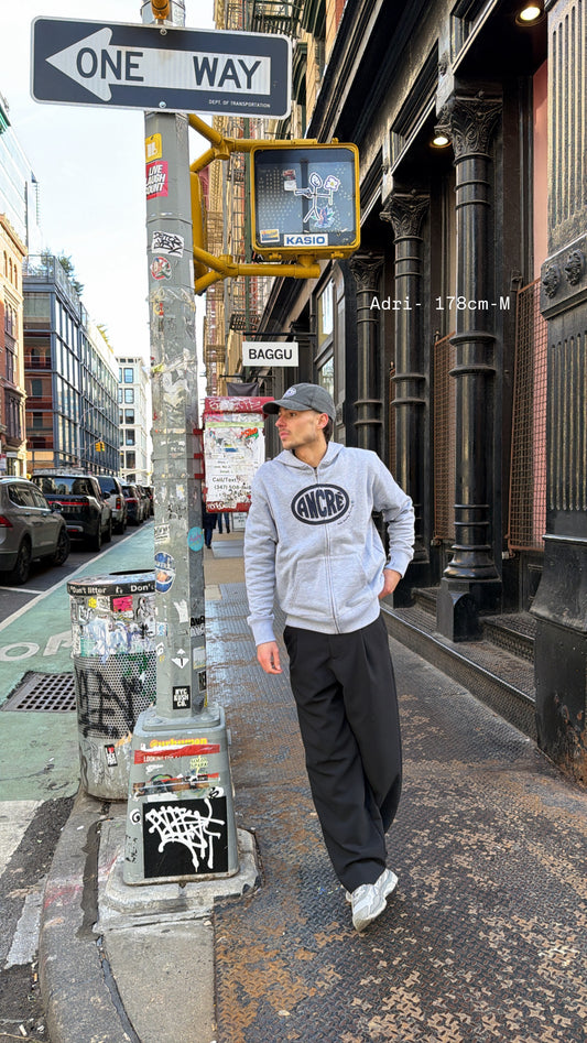 Hoodie zippé "cut fabric" gris chiné