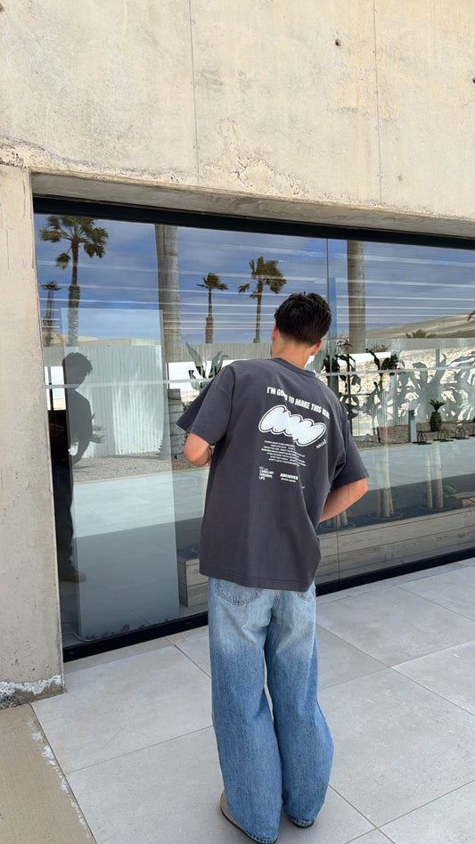 T-shirt "archives" gris délavé