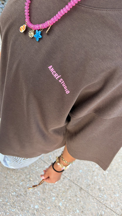 T-shirt "coast drive" marron