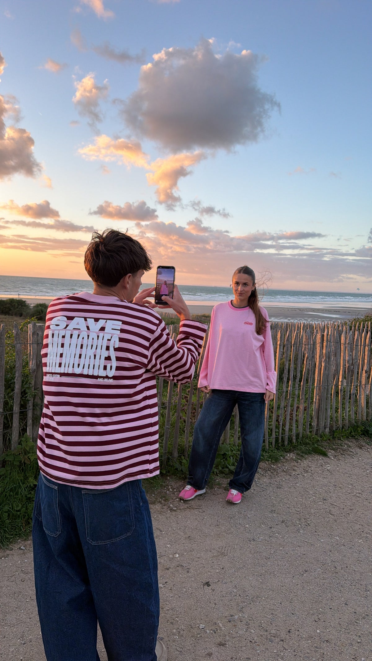 T-shirt à manches longues "save memories" rayé