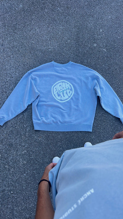 Sweat « enjoy life » bleu délavé