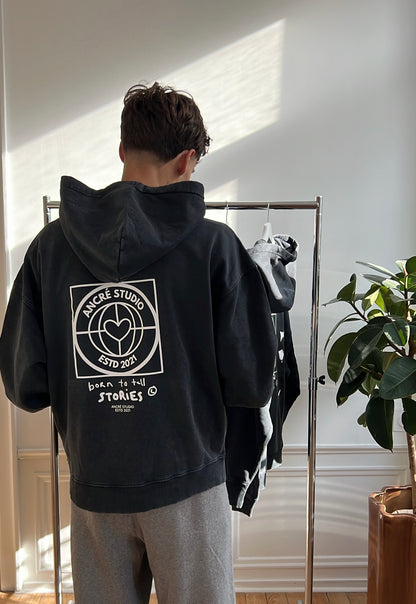 Coffret double sweats "stories" noir délavé