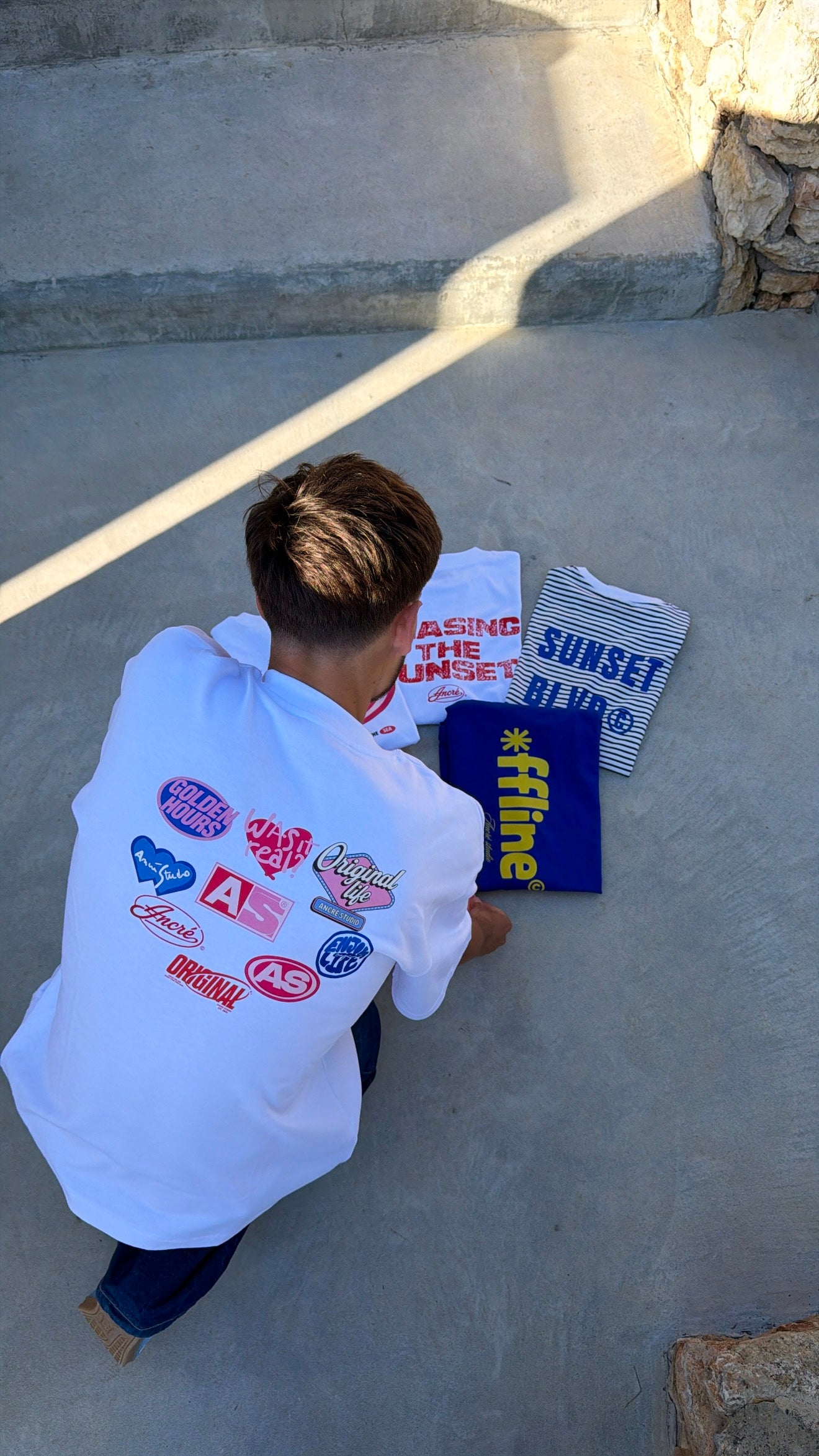 T-shirt "stickers collection" blanc