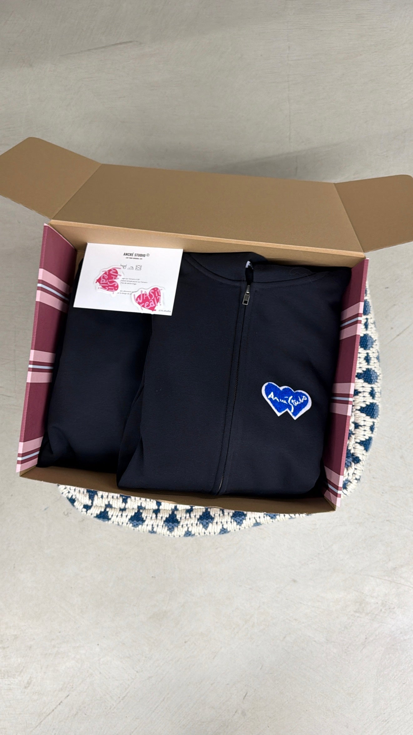 Coffret double hoodies zippés "logo bouclette" noir