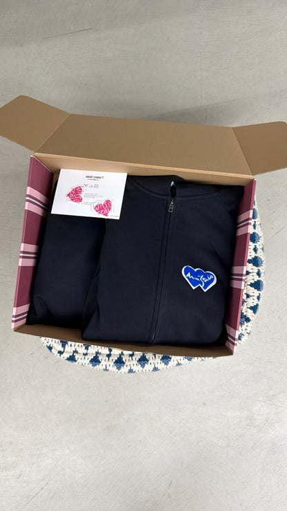 Coffret double hoodies zippés "logo bouclette" noir