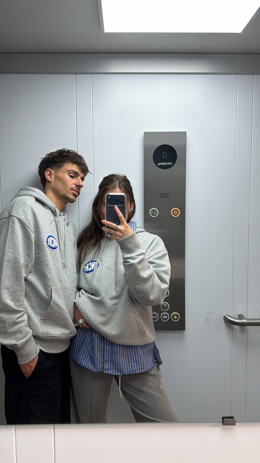 Sweat logo "ancré" bouclette gris