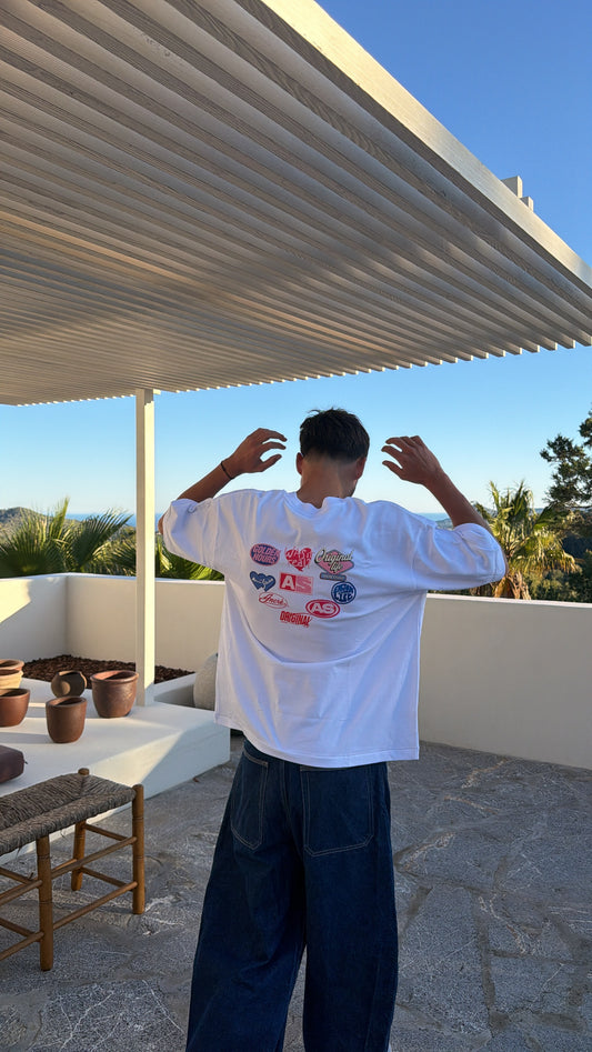 T-shirt "stickers collection" blanc