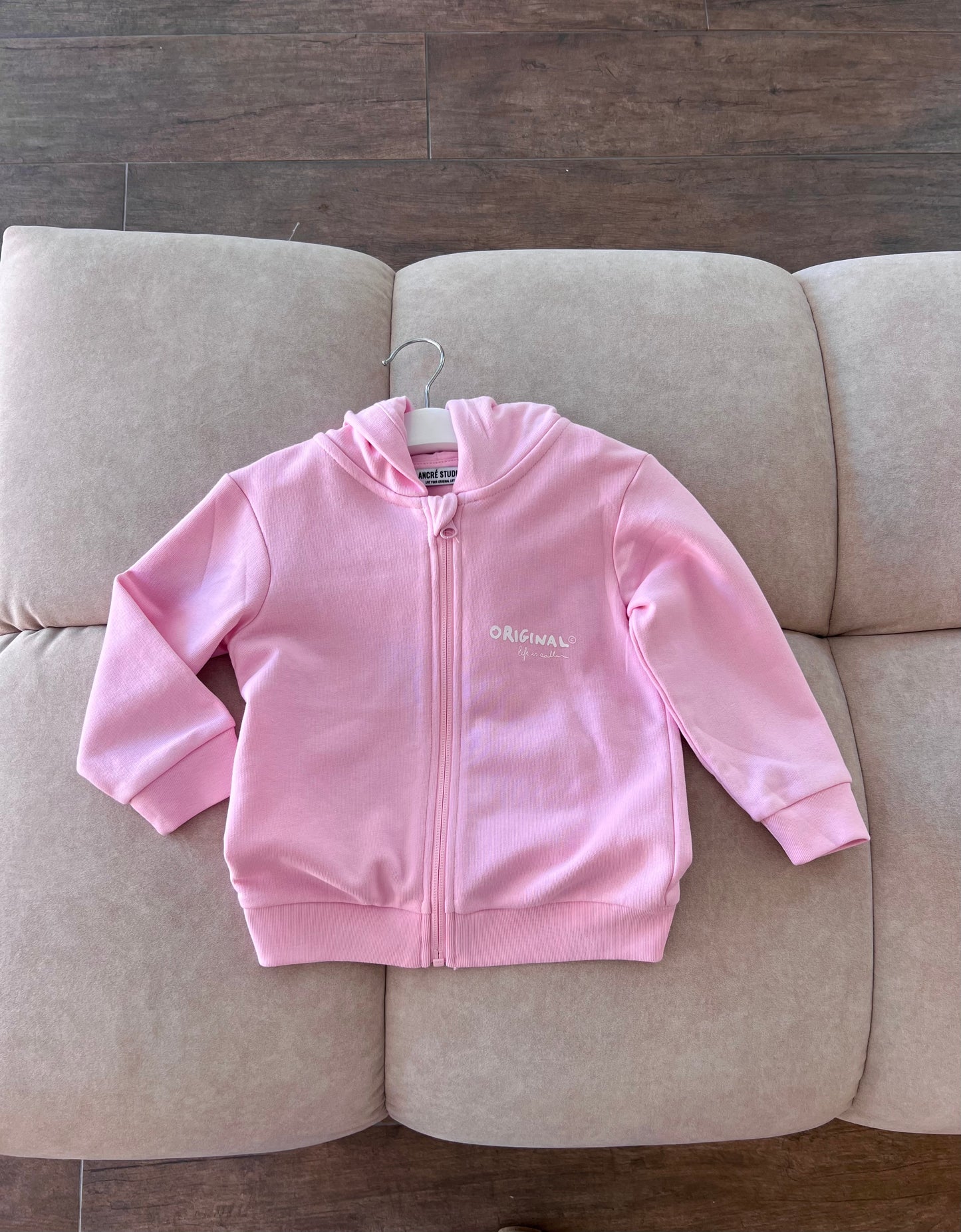 Sweat zippé « callin » rose