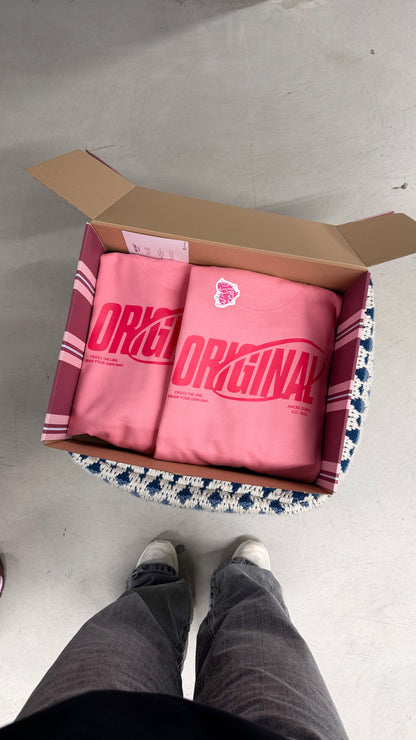 Coffret double sweats sans capuche "original" rose