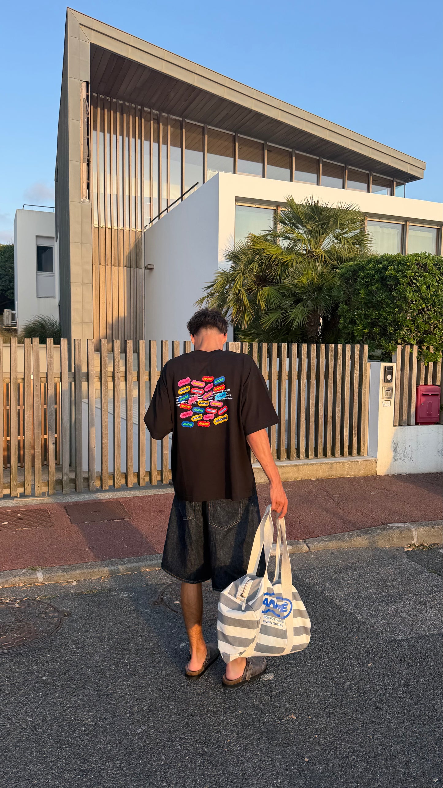 Sac "every summer" rayé gris