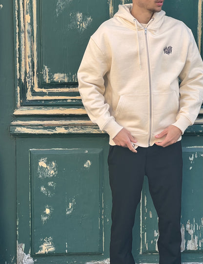 Hoodie zippé "WAS IT REAL" beige (exclusivité)