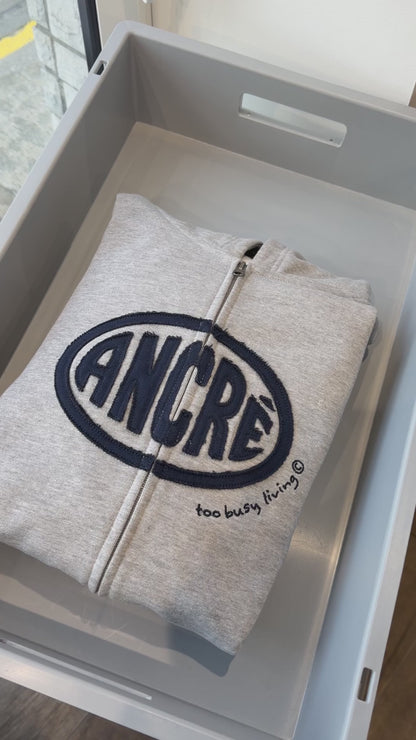 Hoodie zippé "cut fabric" gris chiné